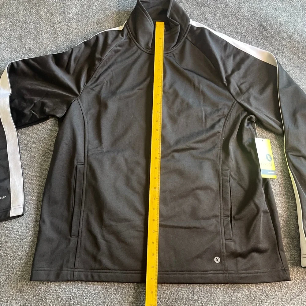 Xersion Mens Basketball Track Jacket Black‎ White Quick-Dri Full Zip Large New